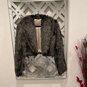Fake Fur Short Jacket - size L - Like New